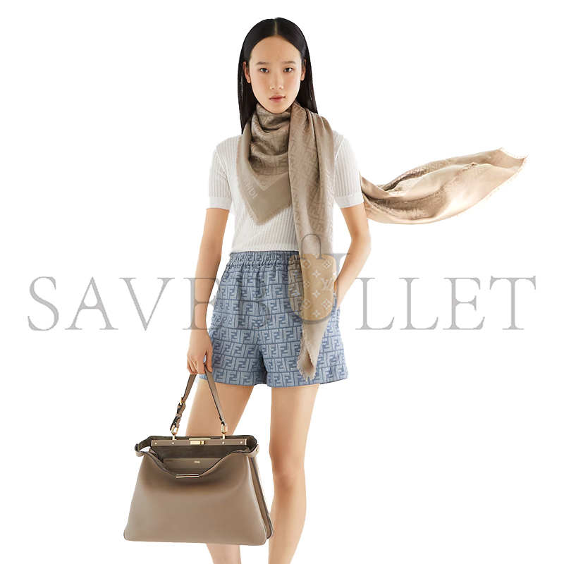 FENDI FF SHAWL DOVE GREY SILK AND WOOL SHAWL FXT069AJW7F1N3T (140*140cm)